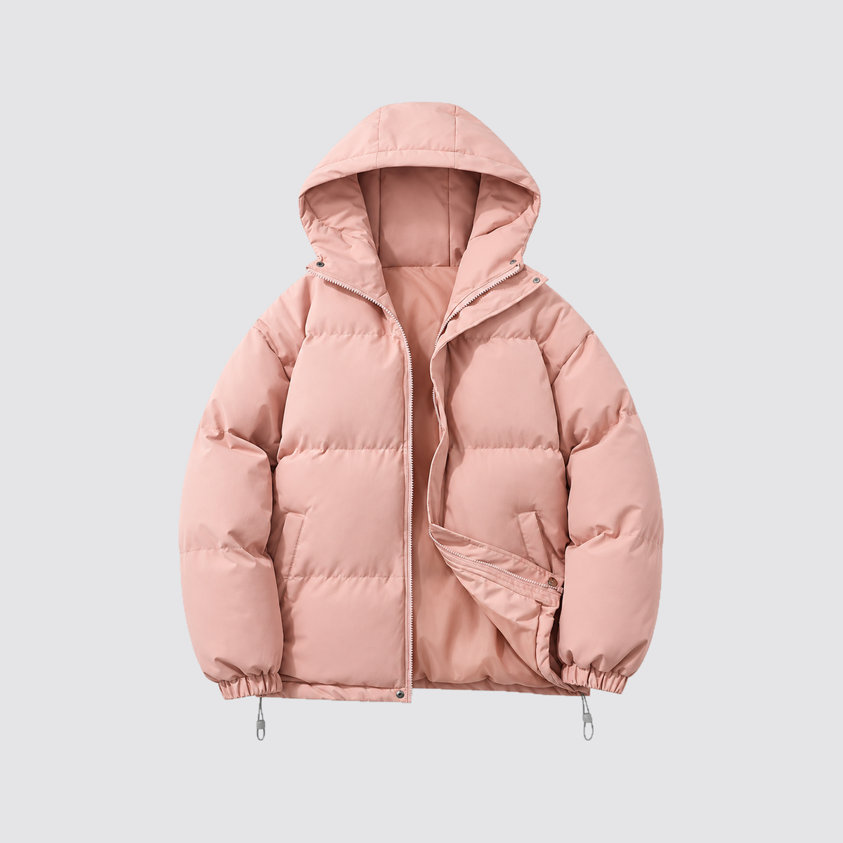 Women's Hooded Puffer Jacket with Zip Front