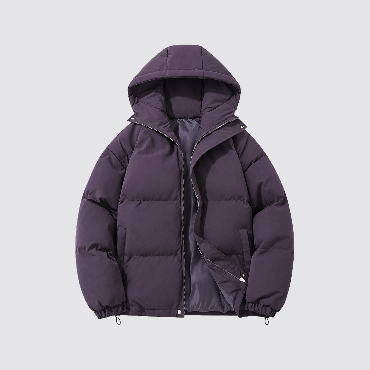 Women's Hooded Puffer Jacket with Zip Front