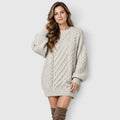Liselot - Cable Knit Sweater Dress with Long Sleeves