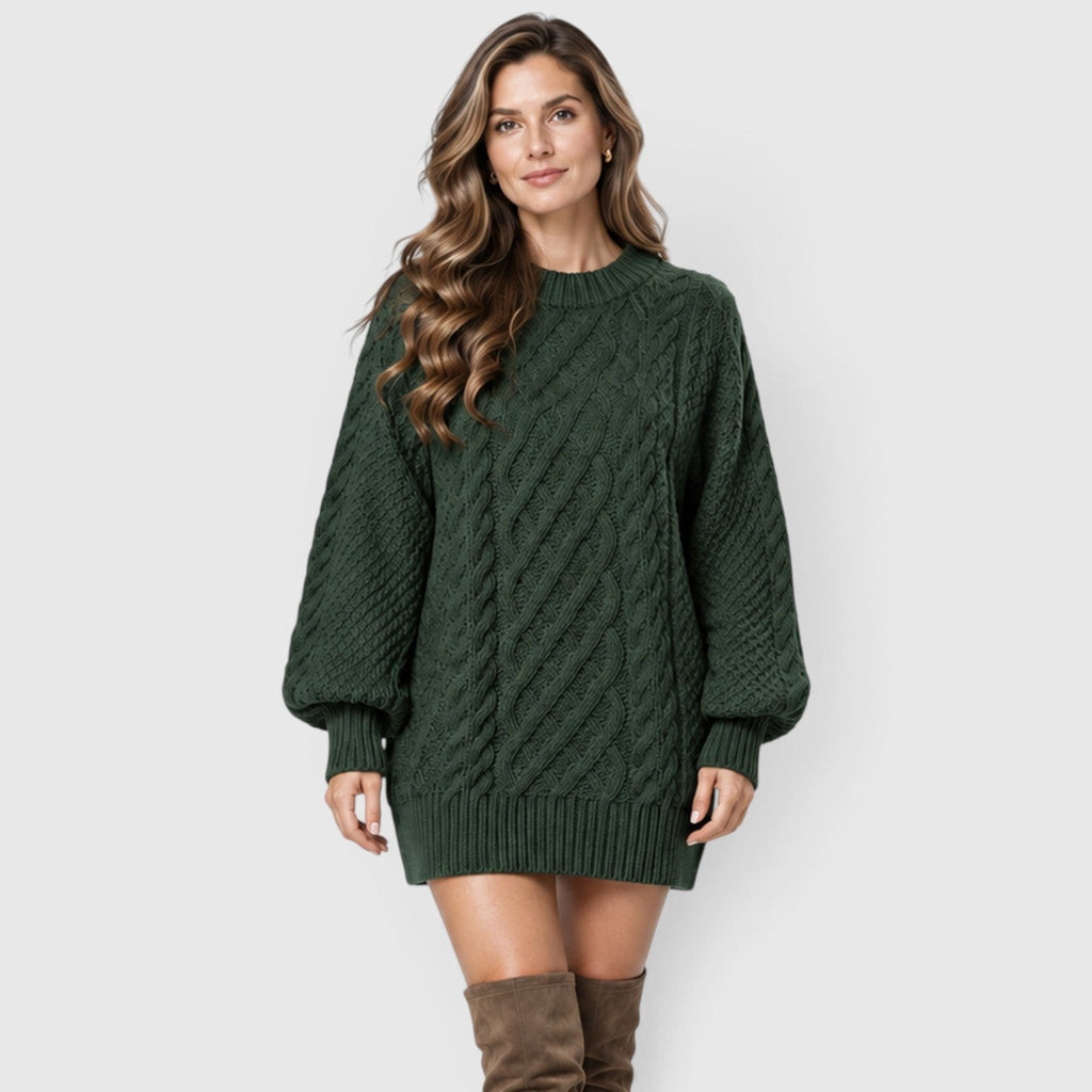 Liselot - Cable Knit Sweater Dress with Long Sleeves