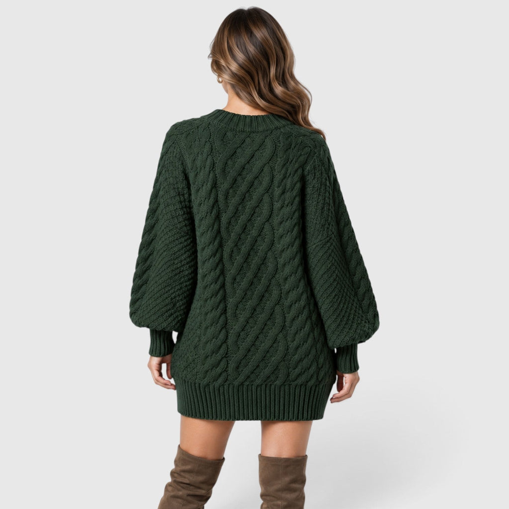 Liselot - Cable Knit Sweater Dress with Long Sleeves