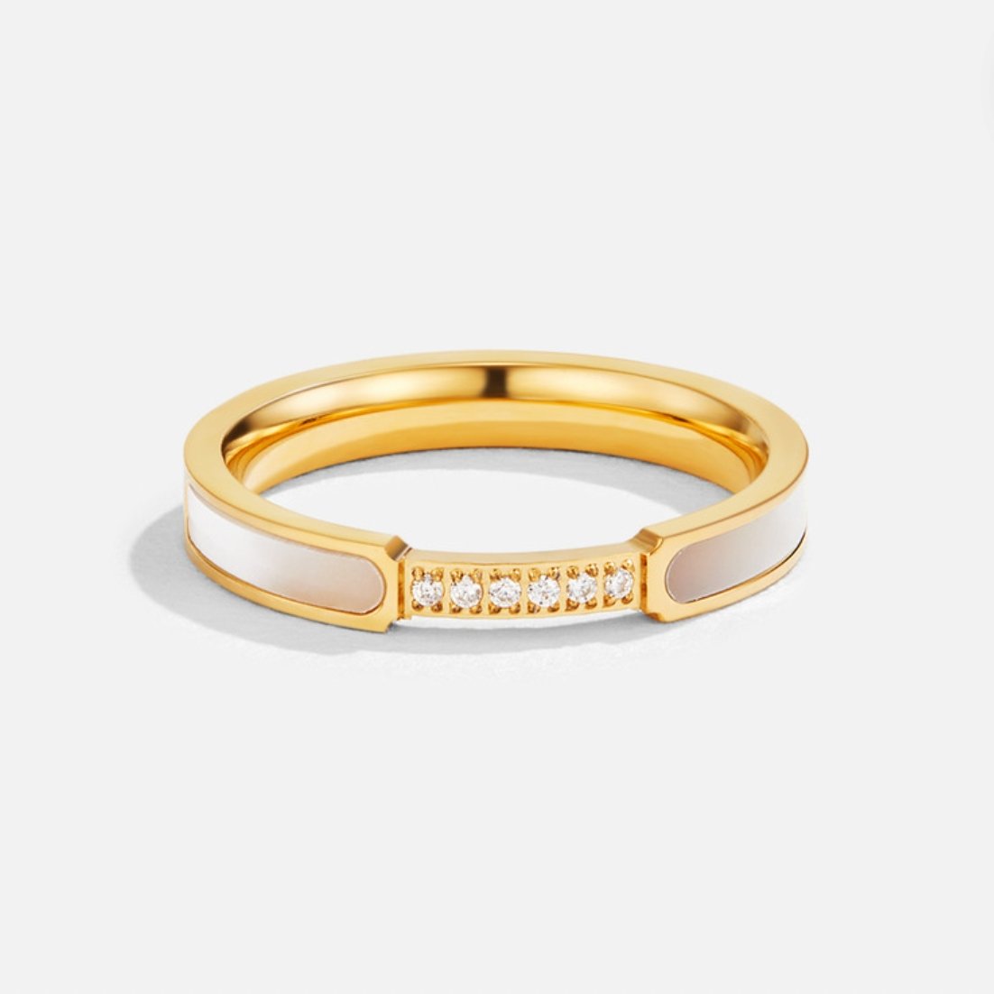 Mother-of-Pearl and Crystal Ring