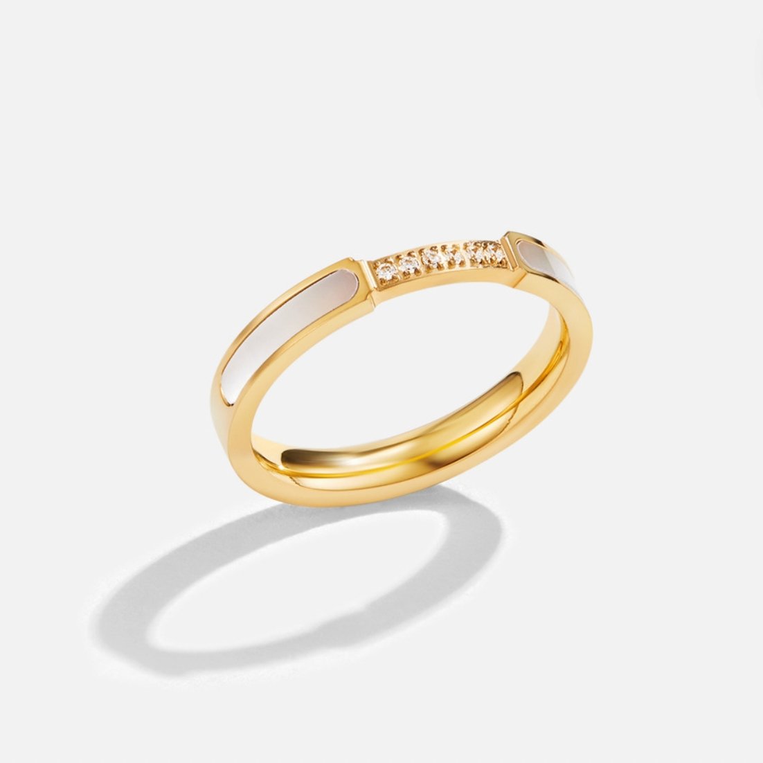 Mother-of-Pearl and Crystal Ring