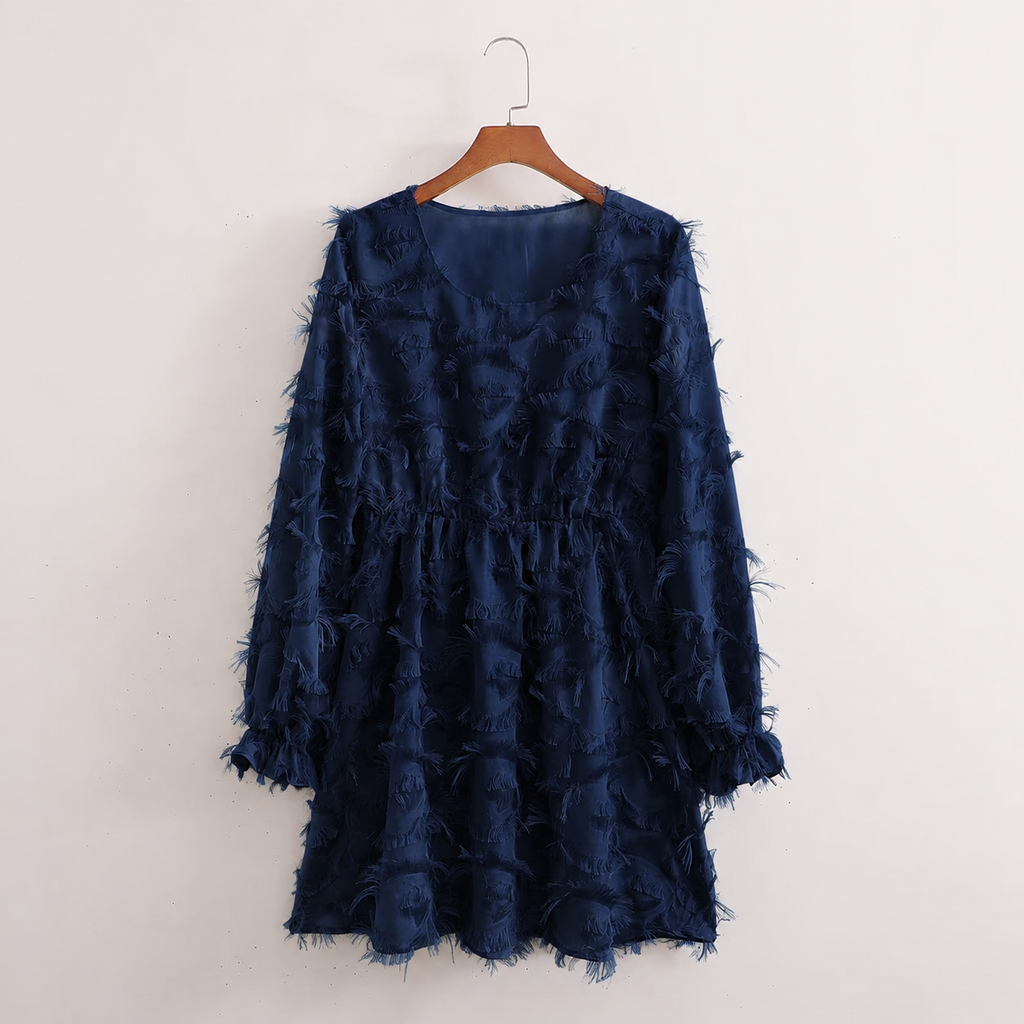 Floor - Delicate Satin Dress with Short Sleeves