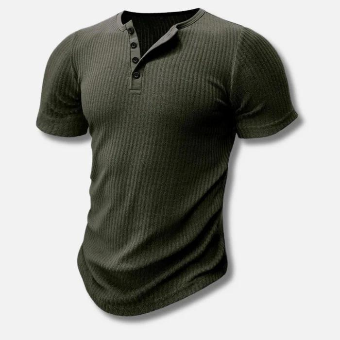 Nico - Men's Muscle Fit T-Shirt with Button Placket