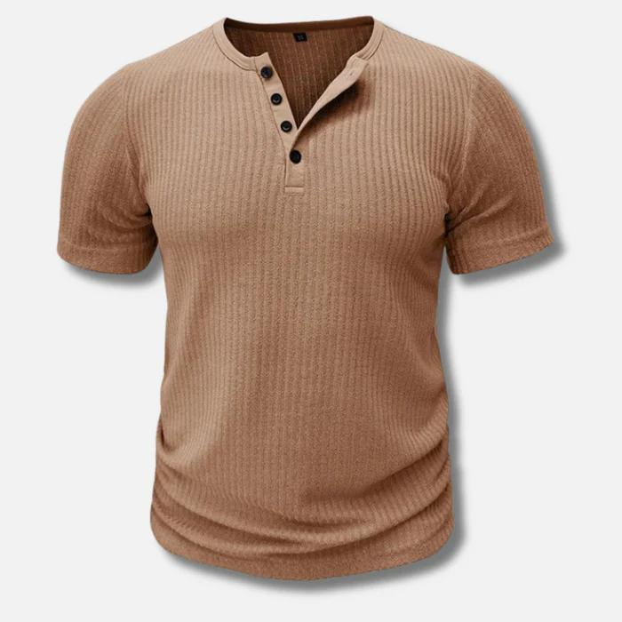 Nico - Men's Muscle Fit T-Shirt with Button Placket