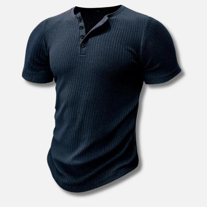 Nico - Men's Muscle Fit T-Shirt with Button Placket
