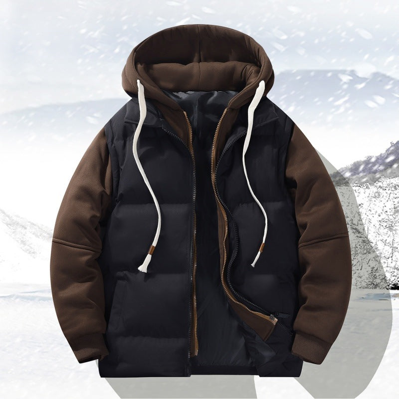 Oliver - Men’s Color-block Hooded Puffer Layered Jacket