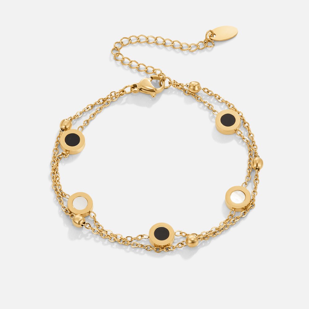 Vittoria Double Chain Bracelet with Circle Accents