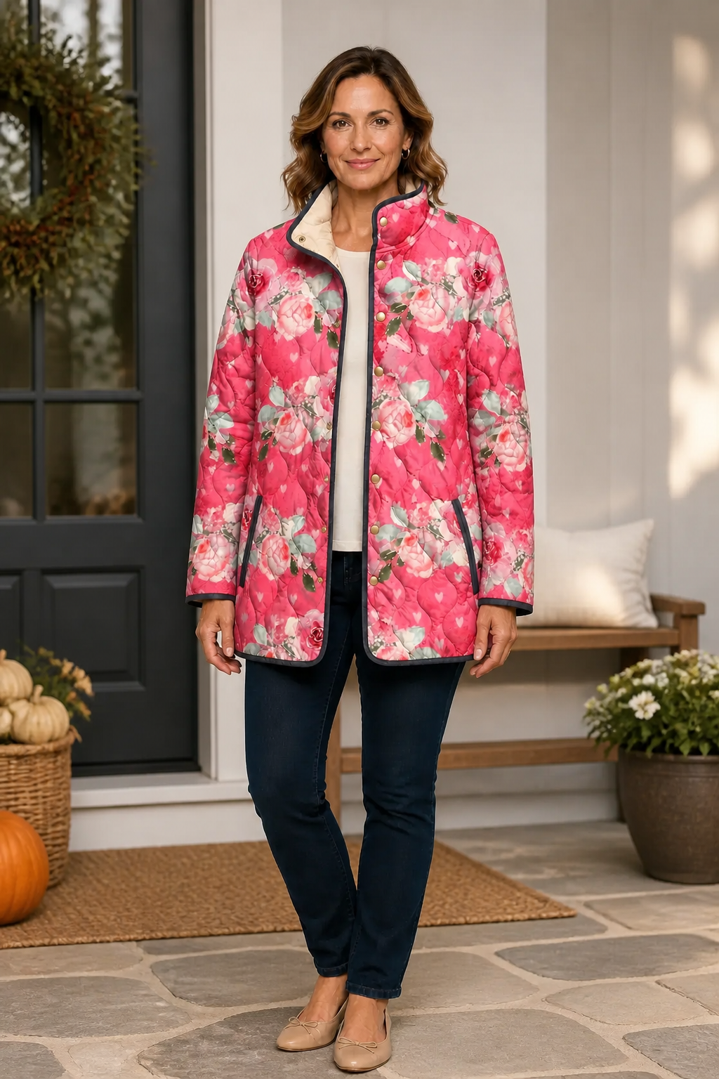 Juniper – Floral Print Quilted Puffer Jacket