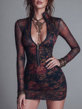 Ophelia - Women's Floral Mesh Front-Zip Dress