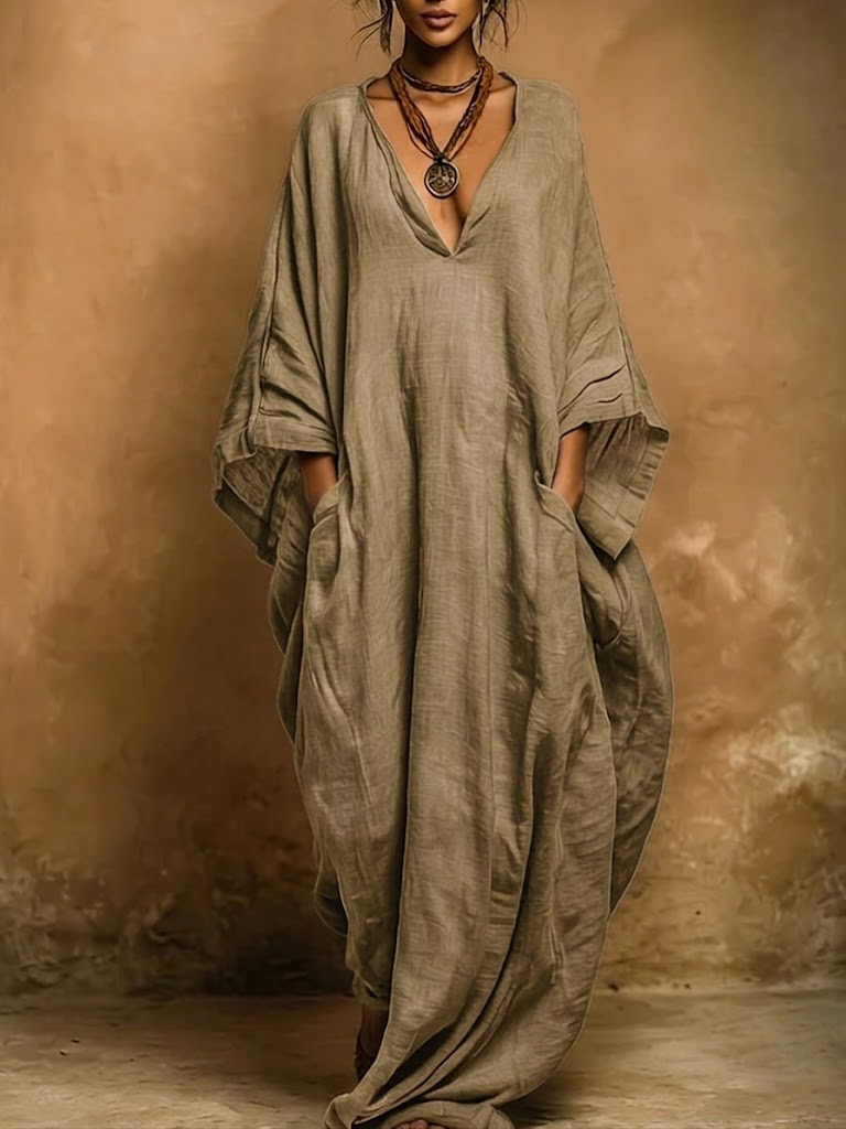 Susan - Bohemian Linen And Cotton Kaftan Robe