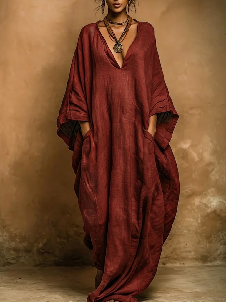 Susan - Bohemian Linen And Cotton Kaftan Robe