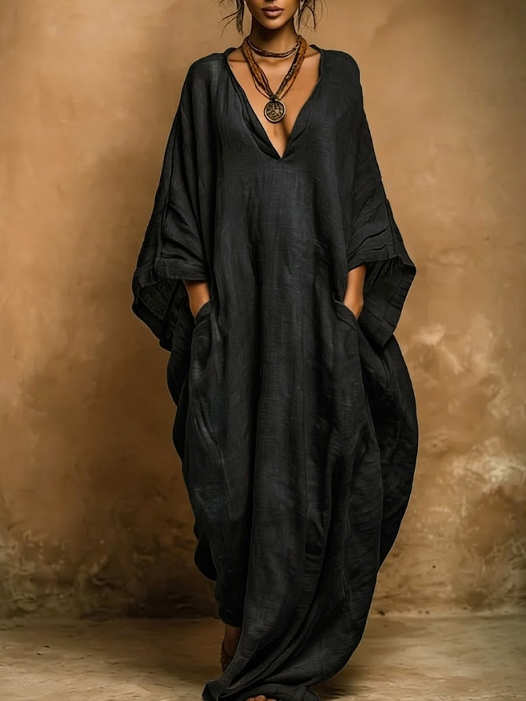 Luna - Bohemian Linen And Cotton Kaftan Robe