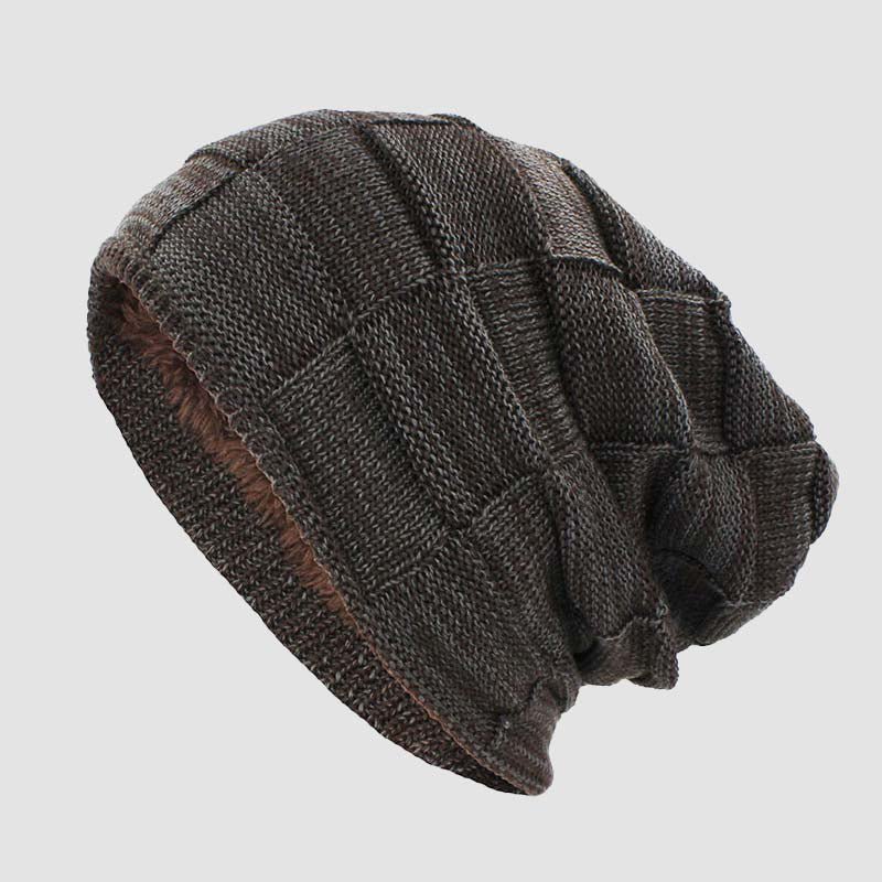Oslo - Textured Knit Slouchy Beanie with Fleece Lining