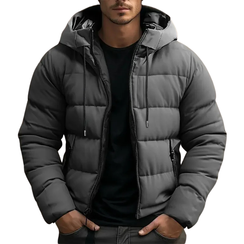 Men's Hooded Quilted Puffer Winter Jacket