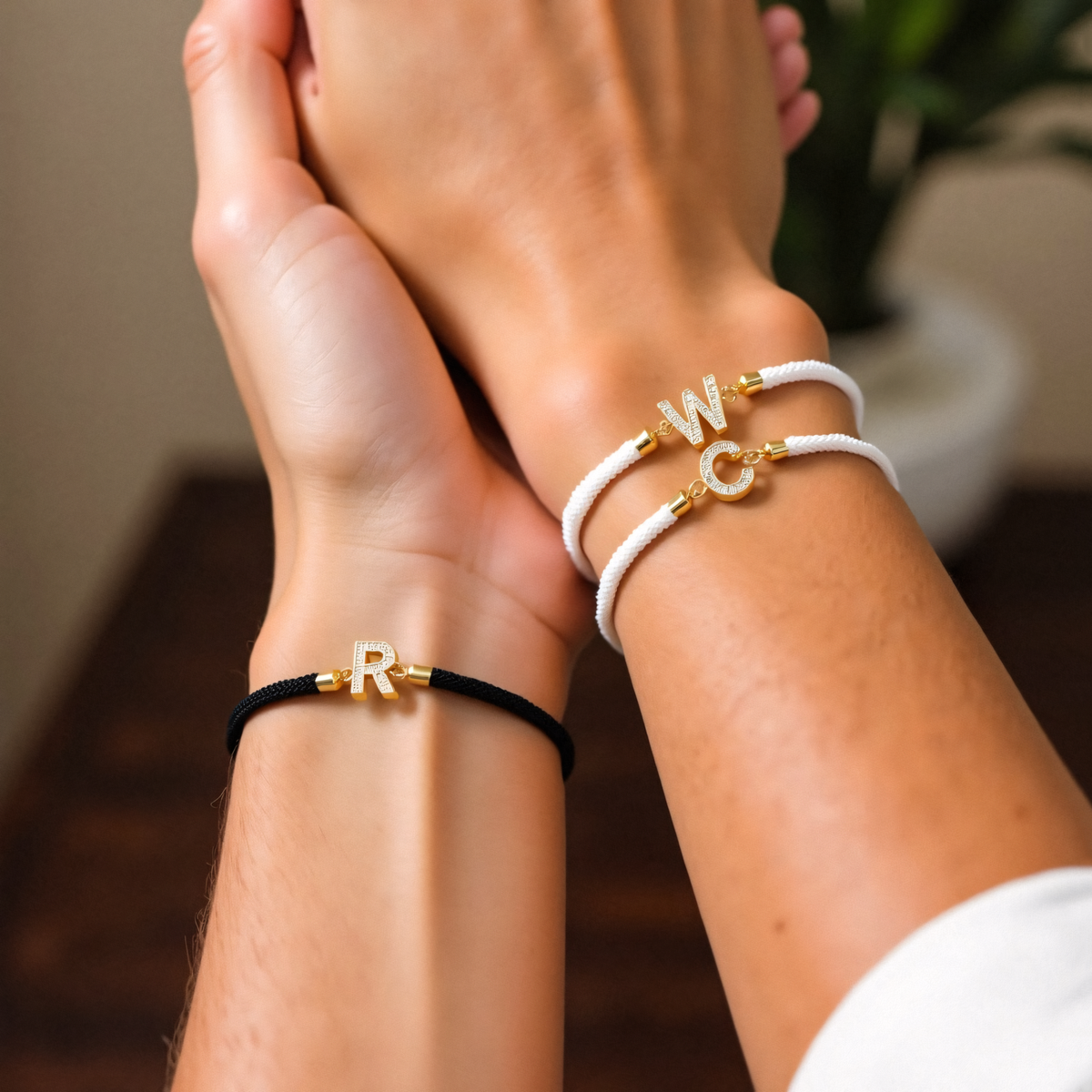 Unisex Adjustable Cord Initial Letter Bracelet - Halimah