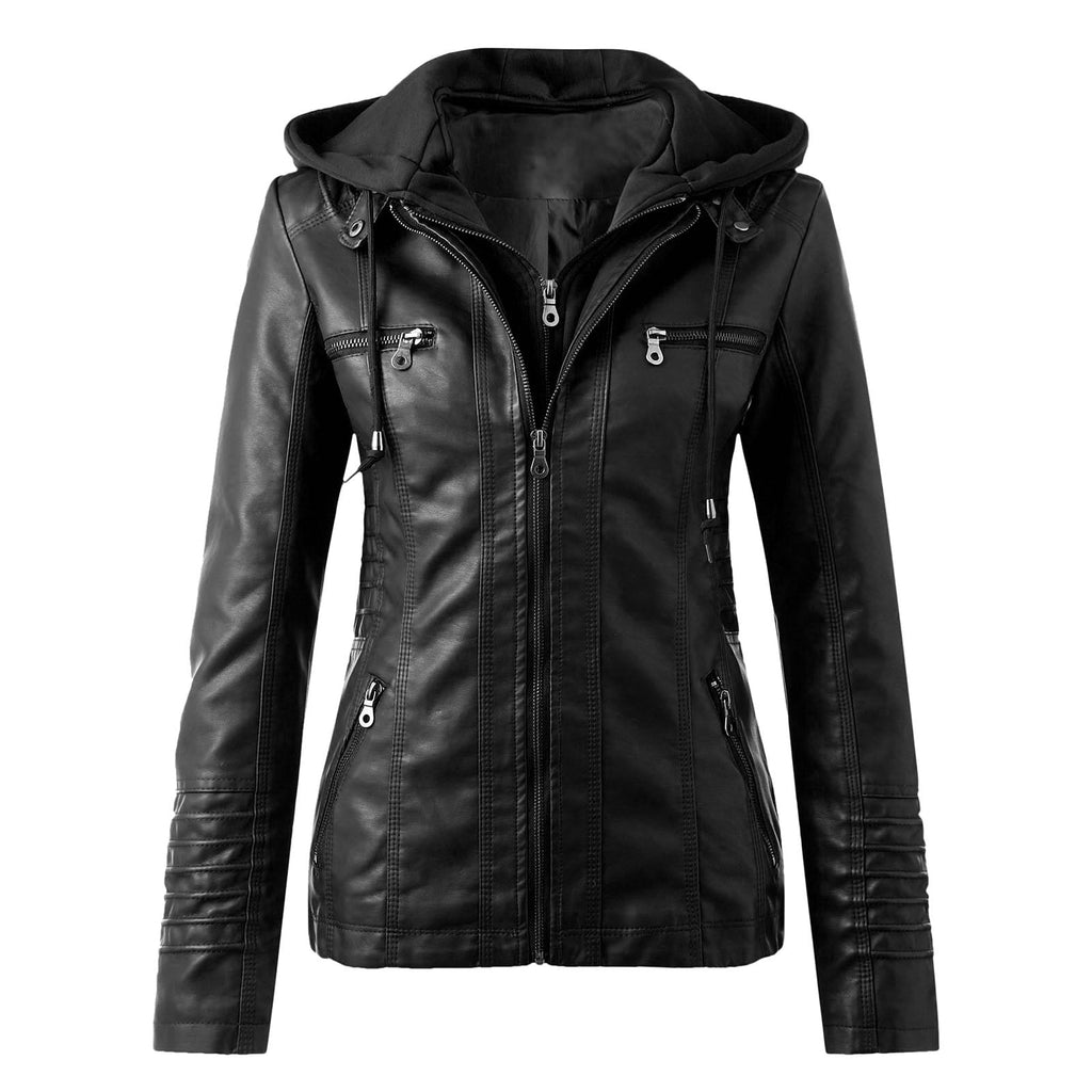 Leather Jacket with Hood and a Modern Look
