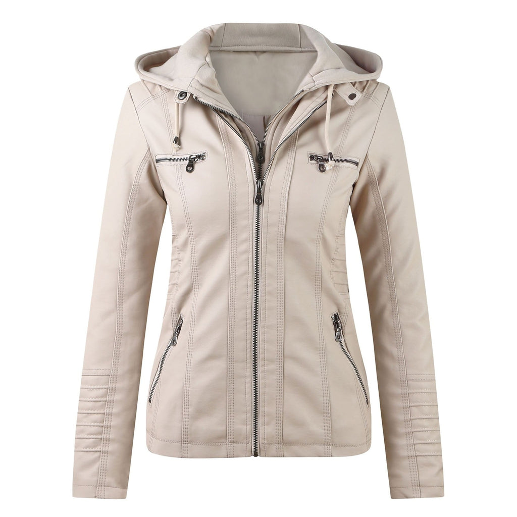 Leather Jacket with Hood and a Modern Look