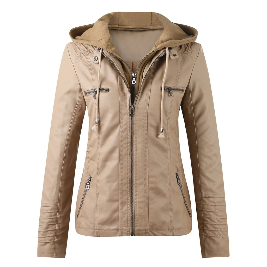 Leather Jacket with Hood and a Modern Look