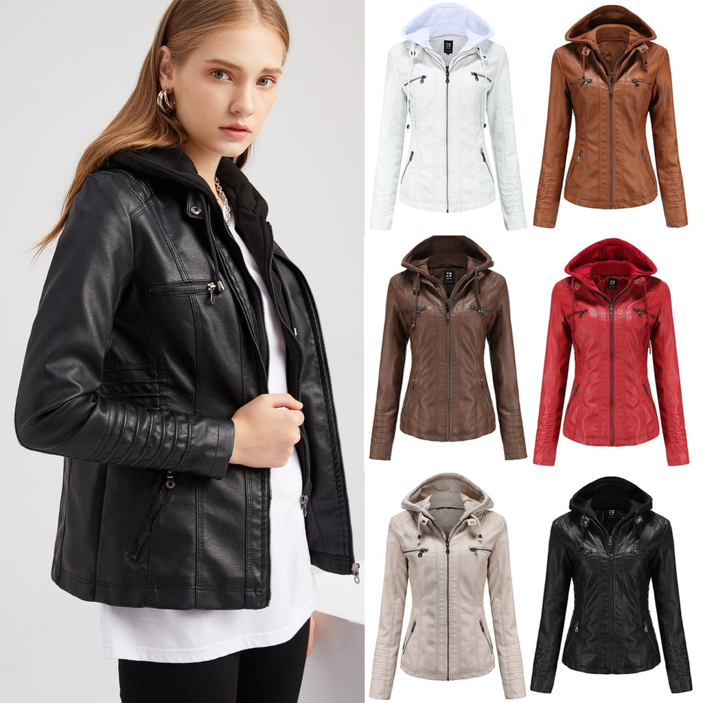 Leather Jacket with Hood and a Modern Look
