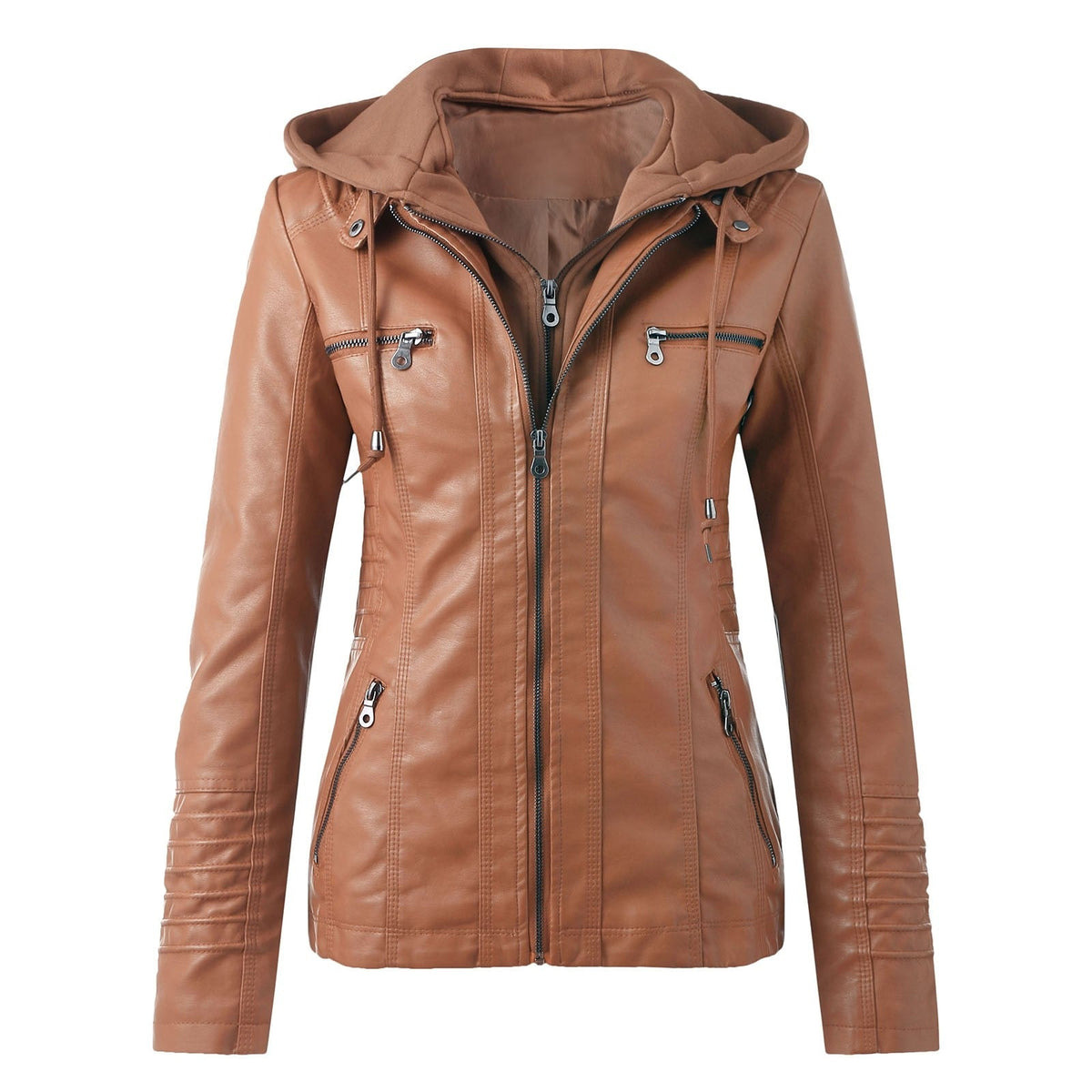 Leather Jacket with Hood and a Modern Look