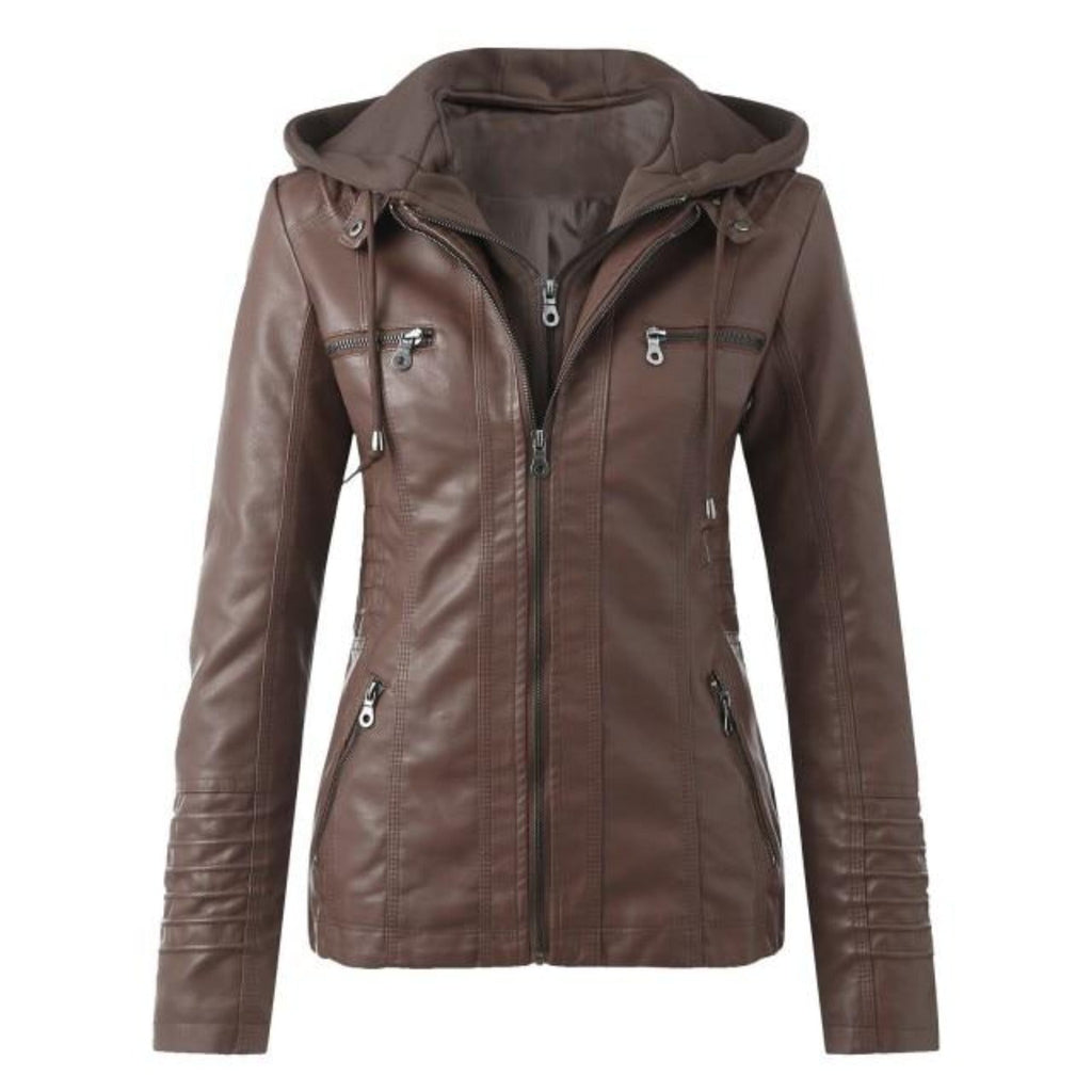 Leather Jacket with Hood and a Modern Look