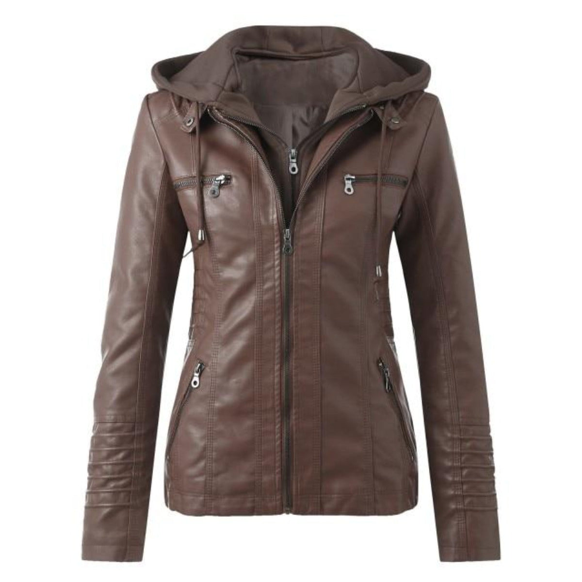 Leather Jacket with Hood and a Modern Look