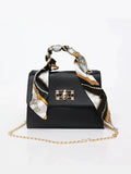 Women's Structured Handbag with Scarf Detail