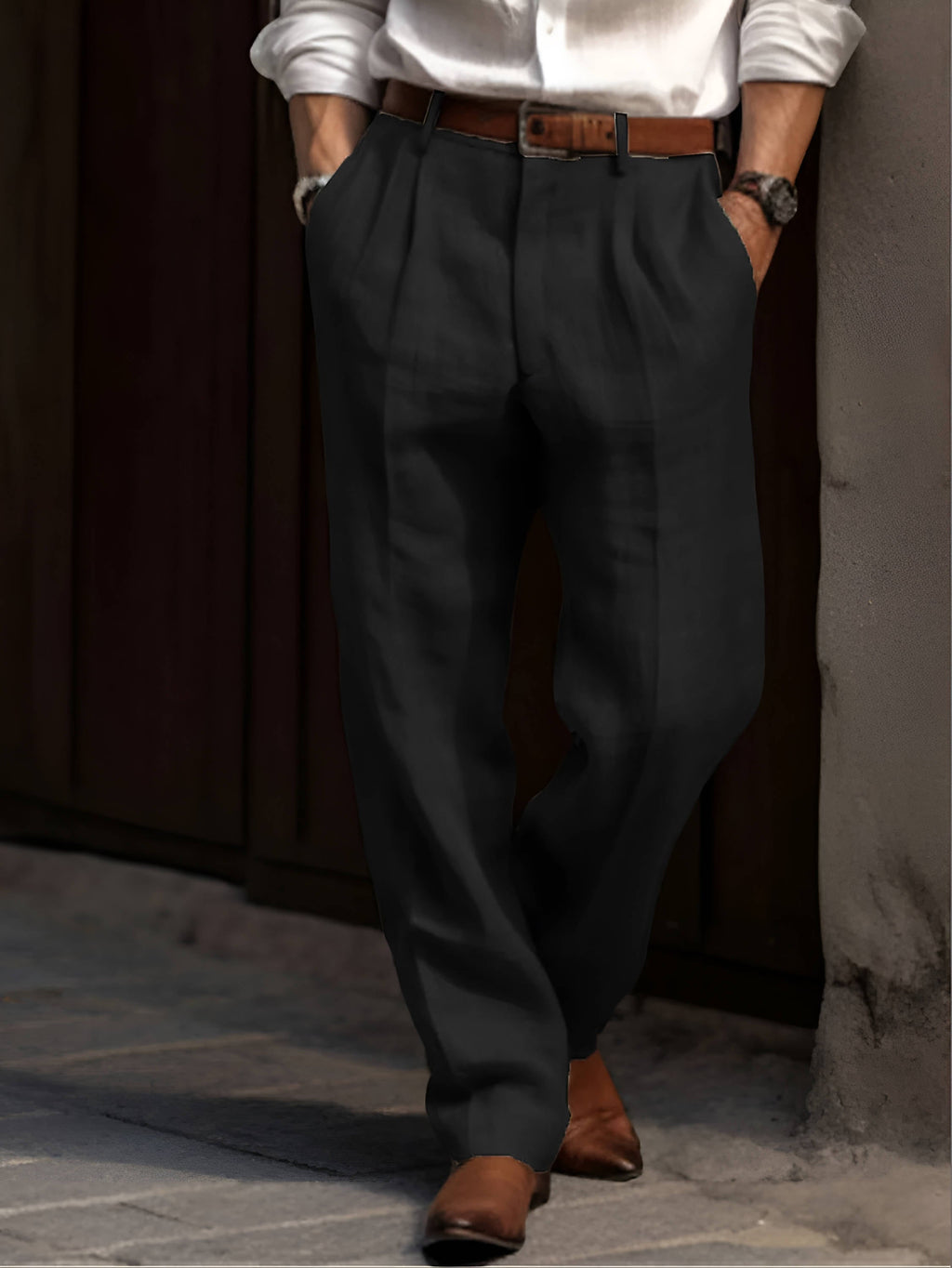 Rafael - Men's Lightweight Pleated Linen Trousers
