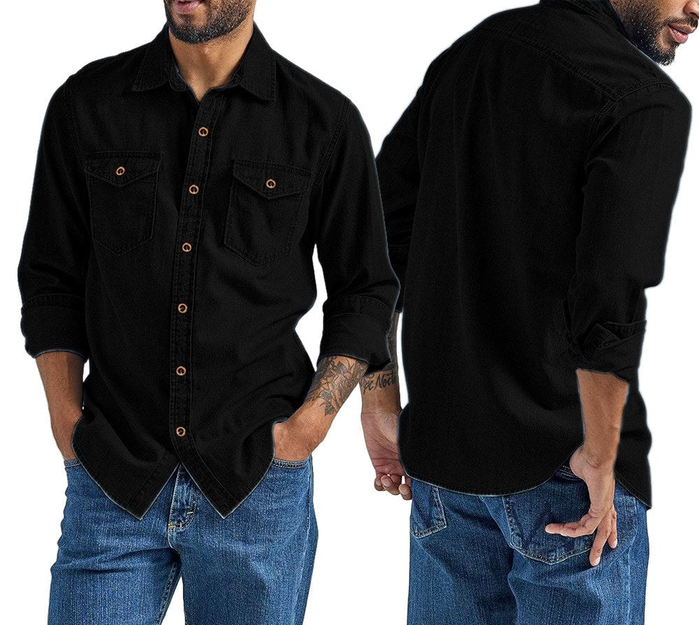 Raiver - Men's Denim-Style Button-Up Shirt
