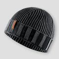 Reykjavik - Striped Ribbed Knit Beanie with Contrast Band