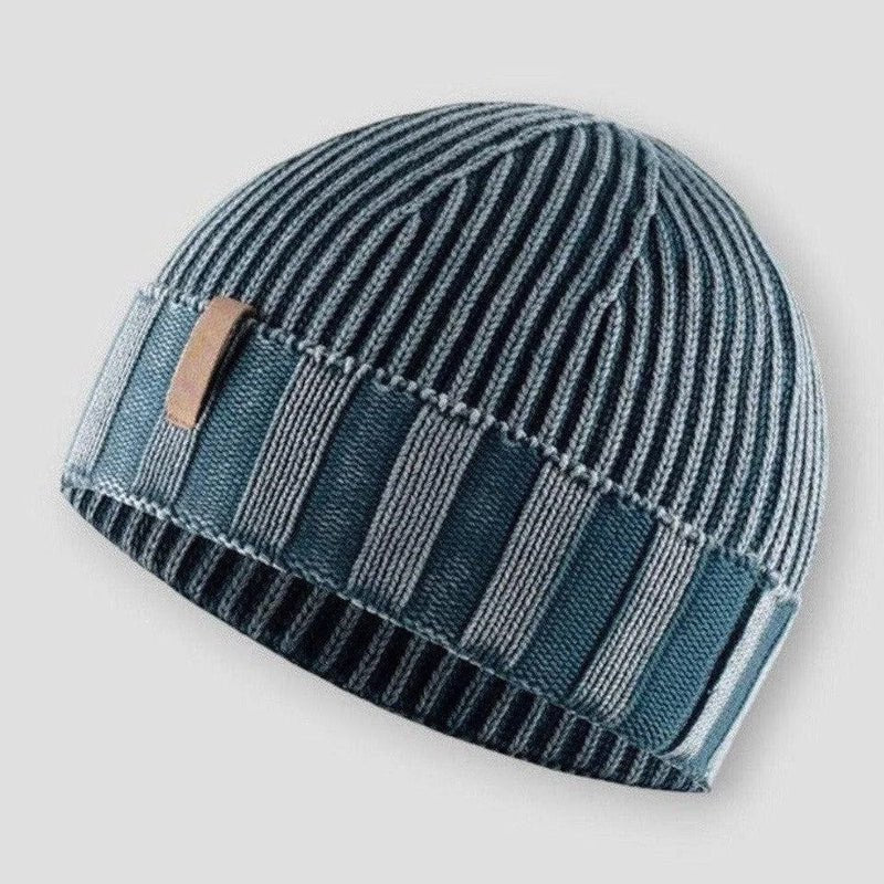 Reykjavik - Striped Ribbed Knit Beanie with Contrast Band