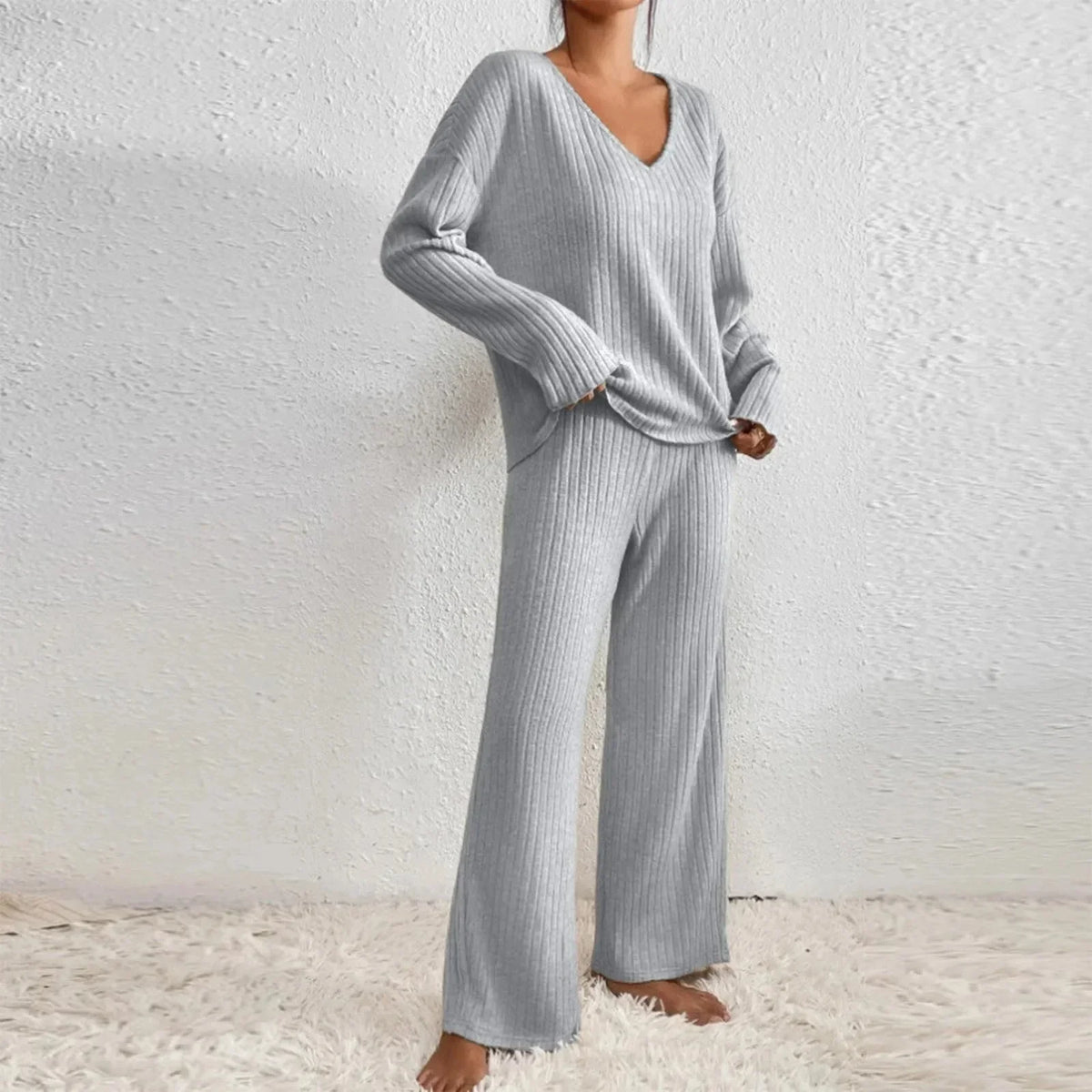 Women’s Pant Set with V-Neck Top