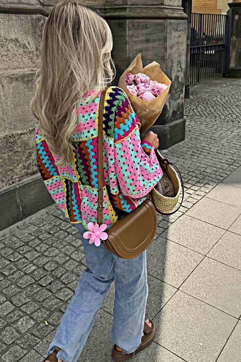 Modern Pontia Rainbow Stripe Knit Cardigan