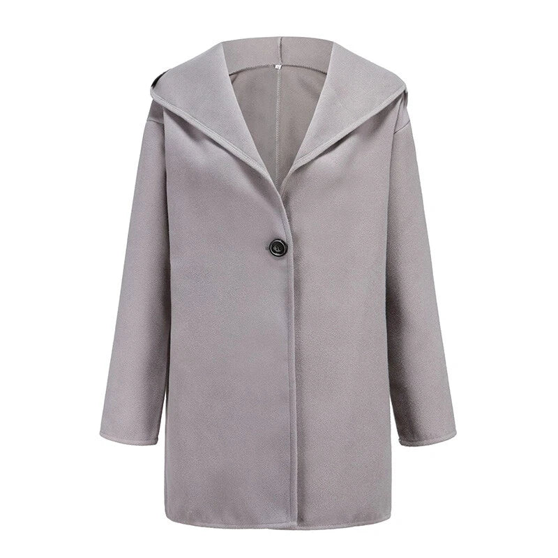 Women’s Relaxed Single-Button Blazer with Oversized Draped Lapels – Elegant Short Tailored Jacket for Smart Casual and Office Wear