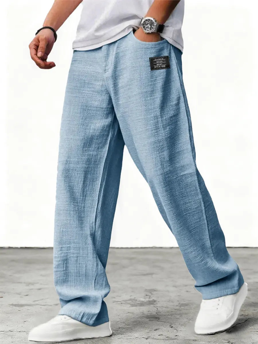Sebastian - Men's Airy Linen Pants with Wide Leg