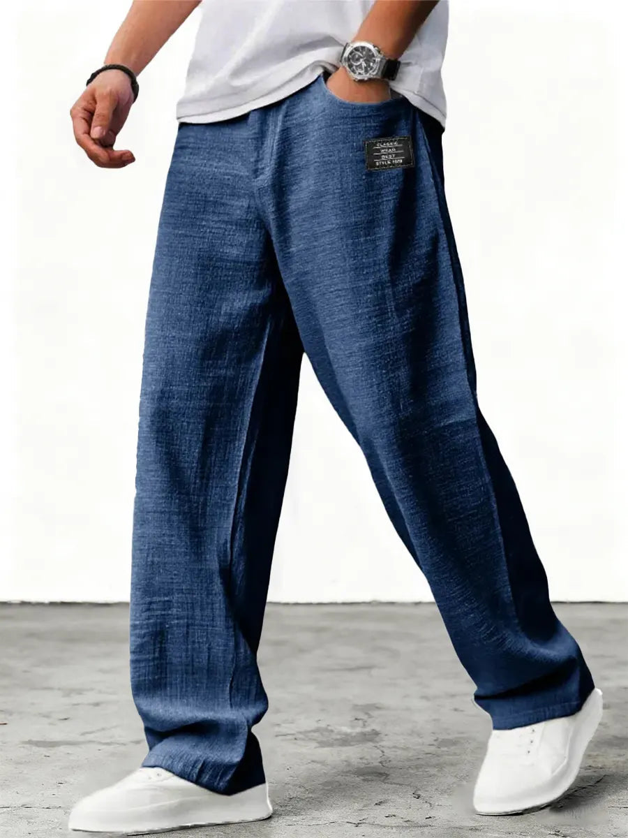 Sebastian - Men's Airy Linen Pants with Wide Leg