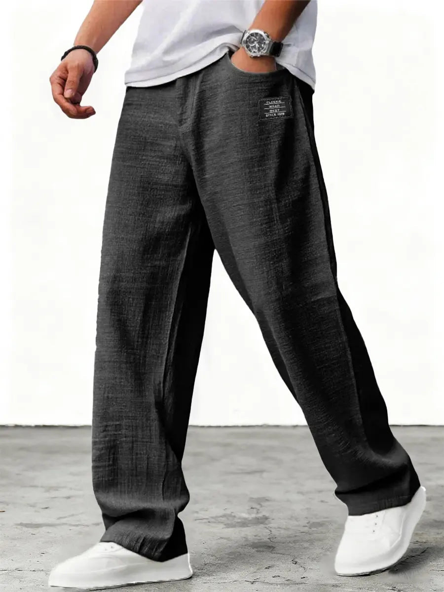 Sebastian - Men's Airy Linen Pants with Wide Leg
