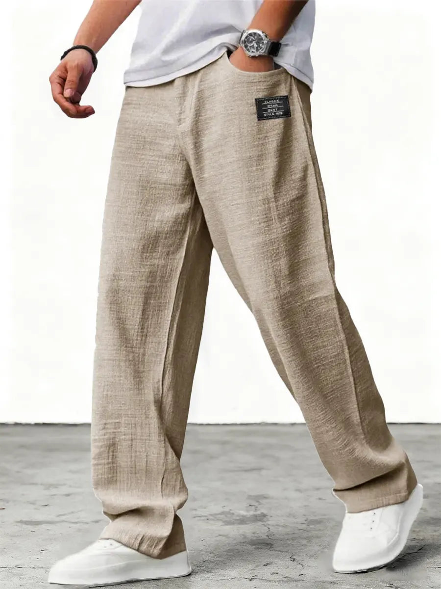 Sebastian - Men's Airy Linen Pants with Wide Leg