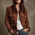 Sadie - Women's Faux Suede Multi-Pocket Utility Jacket