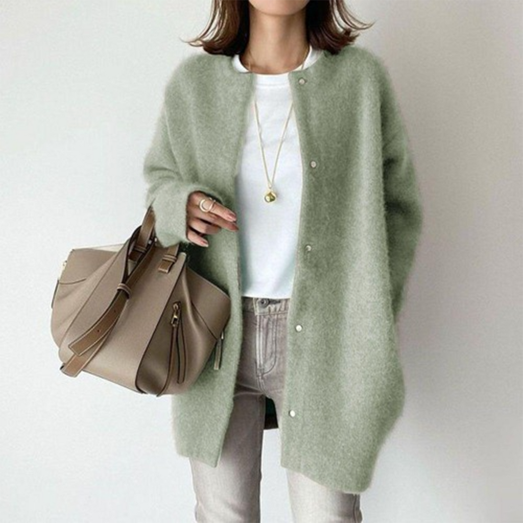Shiela - Women's Wool Button-Front Cardigan