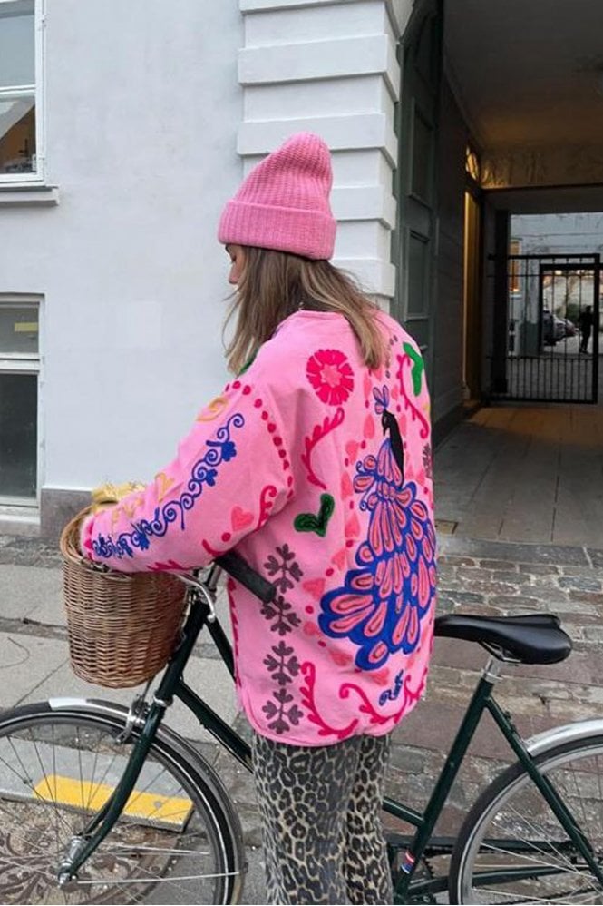 Jacket with Floral Print and Buttons