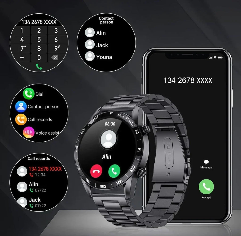 Luxury Men's Smartwatch - Multisport Mode - Health Monitoring