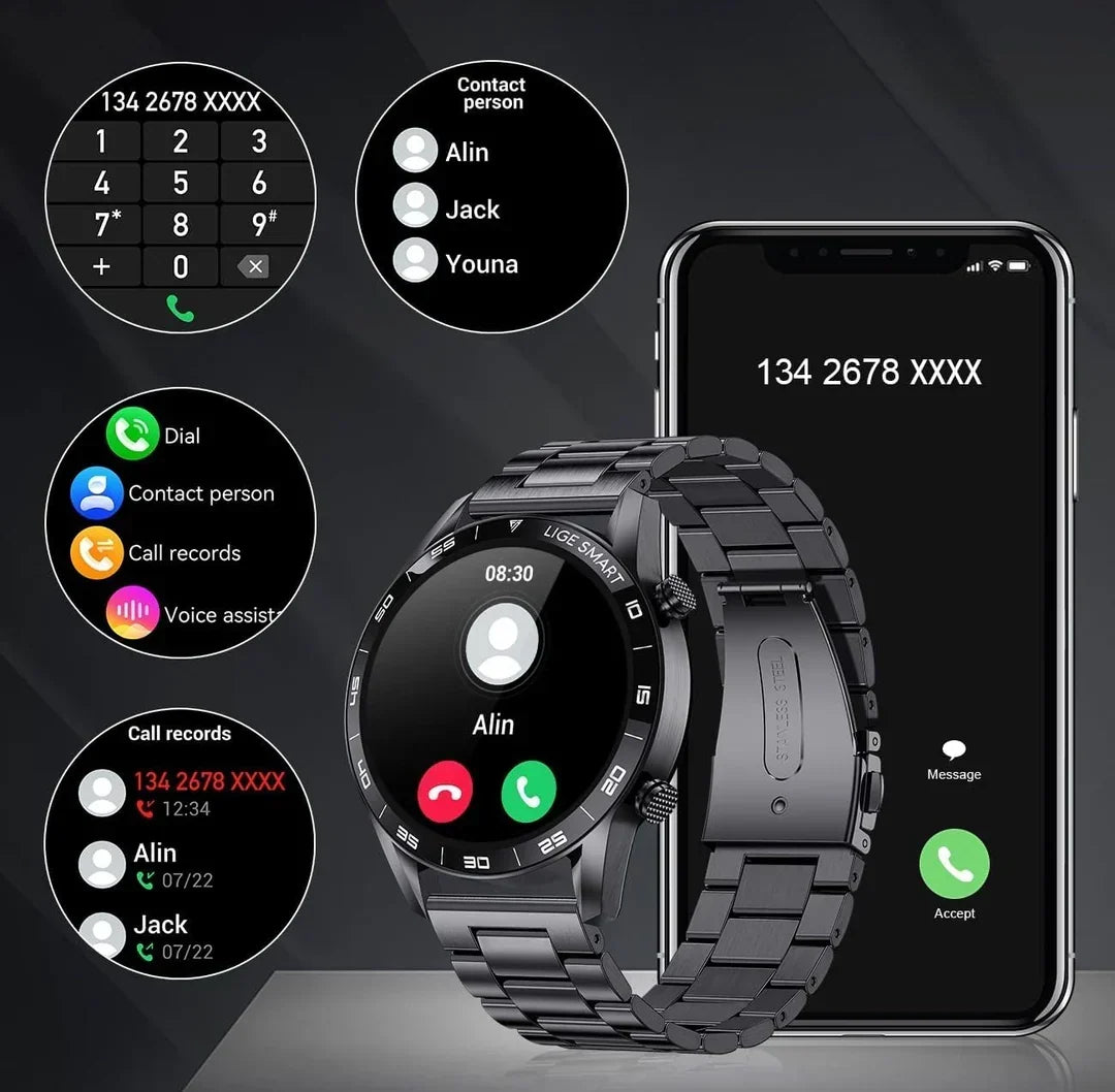 Luxury Men's Smartwatch - Multisport Mode - Health Monitoring