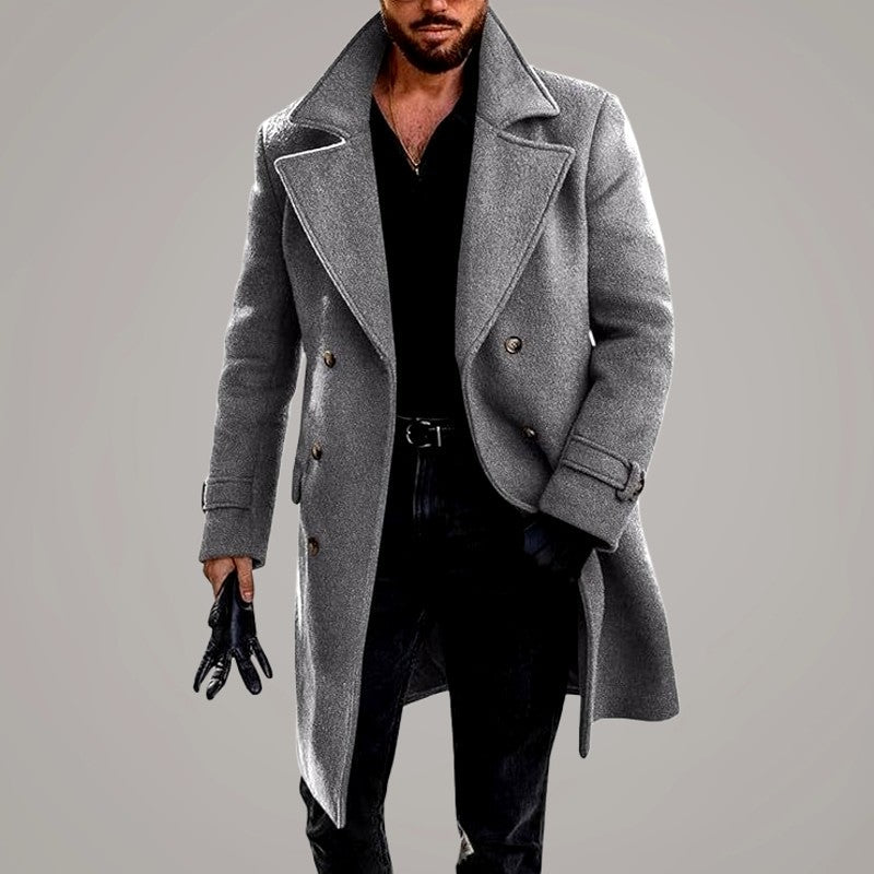 Tyler - Men's Wide-Collar Button-Front Long Coat
