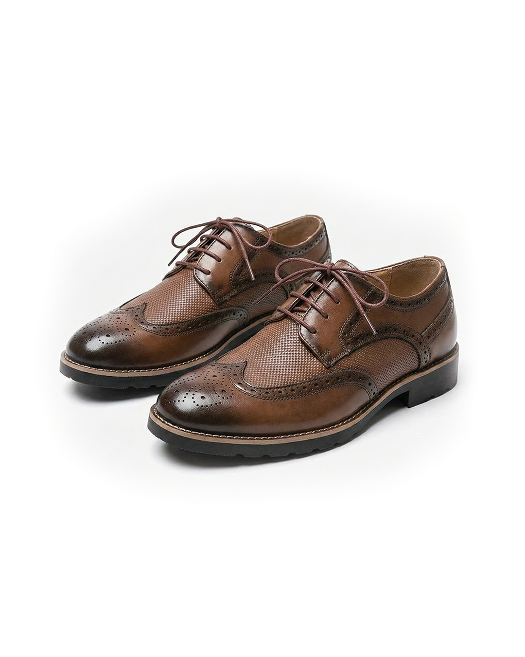 Cowhide Leather Brogue Shoes with Cushioned Insole