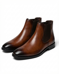 Full-Grain Leather Chelsea Boots with Elastic Side Panels and Patina Finish