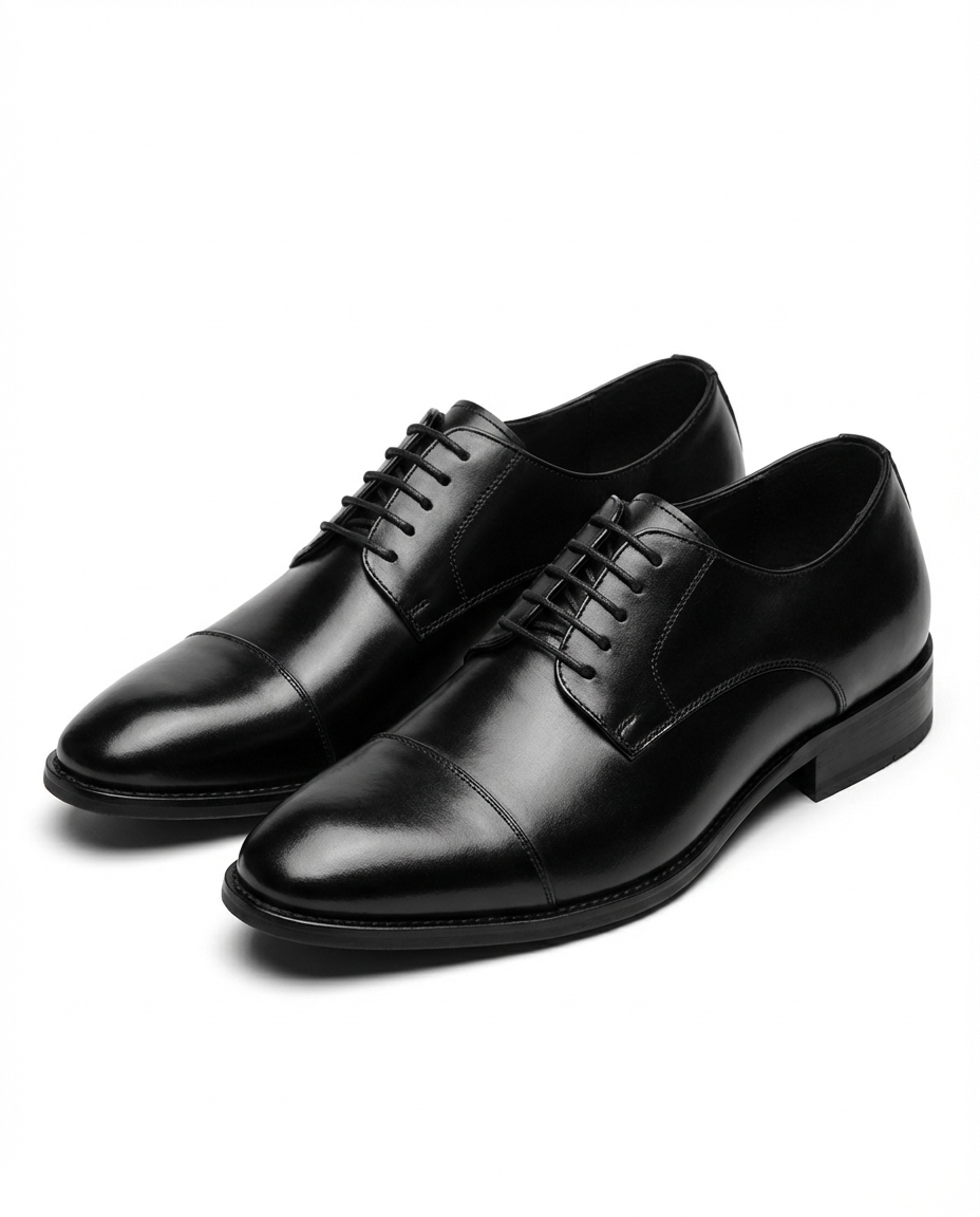 Full-Grain Leather Oxford Shoes with Cap-Toe Detail