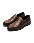 Leather Penny Loafers with Almond Toe